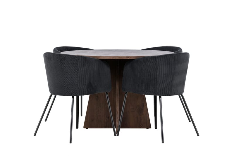 Bootcut Matgrupp 110 cm Rund med 4 Berit stolar - Mocca/Svart - Products - Möbler - Bord & matgrupp - Matgrupp