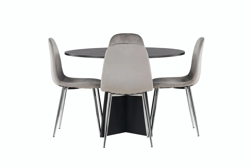 Bootcut Matgrupp 110 cm Rund med 4 Eva stolar, Svart