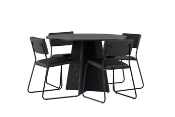 Bootcut Matgrupp 110 cm Rund med 4 Kenth Stolar - Svart - Products - Möbler - Bord & matgrupp - Matgrupp
