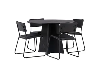 Bootcut Matgrupp 110 cm Rund med 4 Kenth Stolar - Svart - Products - Möbler - Bord & matgrupp - Matgrupp