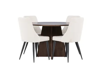 Bootcut Matgrupp 110 cm Rund med 4 Leone stolar - Mocca/Beige - Products - Möbler - Bord & matgrupp - Matgrupp