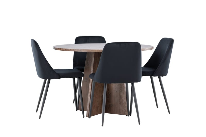 Bootcut Matgrupp 110 cm Rund med 4 Night stolar - Mocca/Svart - Products - Möbler - Bord & matgrupp - Matgrupp