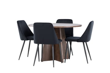 Bootcut Matgrupp 110 cm Rund med 4 Night stolar - Mocca/Svart - Products - Möbler - Bord & matgrupp - Matgrupp