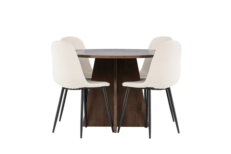 Bootcut Matgrupp 110 cm Rund med 4 Polar stolar - Mocca/Beige - Products - Möbler - Bord & matgrupp - Matgrupp