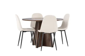 Bootcut Matgrupp 110 cm Rund med 4 Polar stolar - Mocca/Beige - Products - Möbler - Bord & matgrupp - Matgrupp