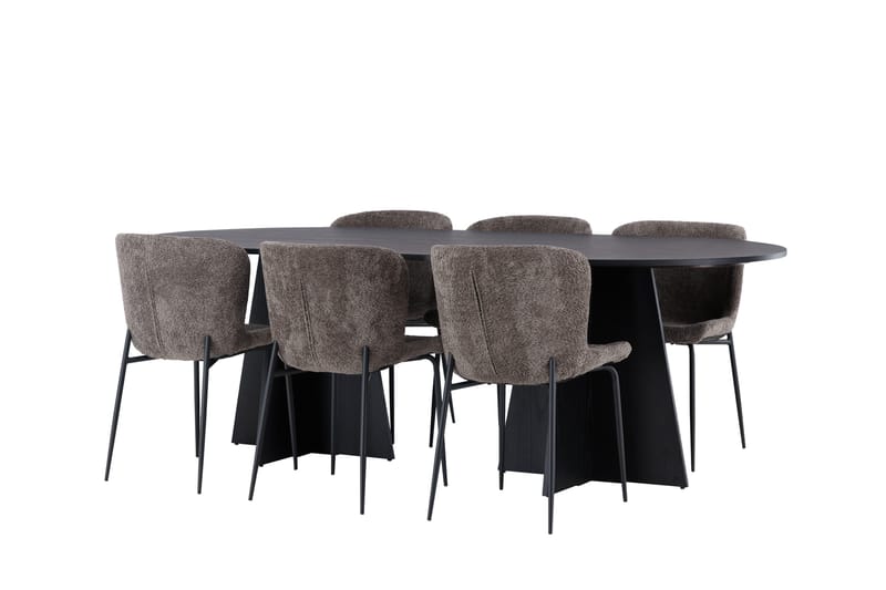 Bootcut Matgrupp 230 cm Oval med 6 Modesto stolar - Svart - Products - Möbler - Bord & matgrupp - Matgrupp