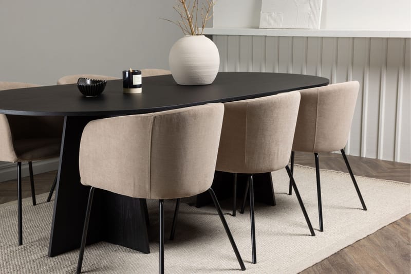 Bootcut Matgrupp 230 cm Rektangulär med 6 Berit stolar - Beige - Products - Möbler - Bord & matgrupp - Matgrupp