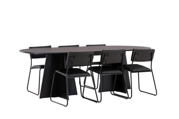 Bootcut Matgrupp 230 cm Rektangulär med 6 Kenth Stolar - Svart - Products - Möbler - Bord & matgrupp - Matgrupp