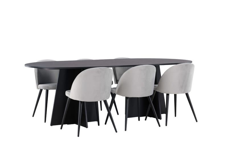 Bootcut Matgrupp 230 cm Rektangulär med 6 Velvet stolar - Svart - Products - Möbler - Bord & matgrupp - Matgrupp