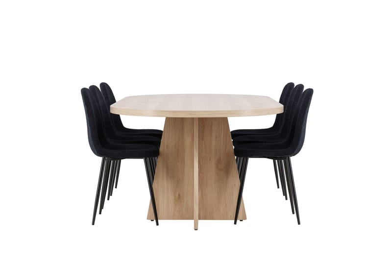 Bootcut Matgrupp 230 cm Rektangulär med 6 Polar stolar - Whitewash/Svart - Products - Möbler - Bord & matgrupp - Matgrupp