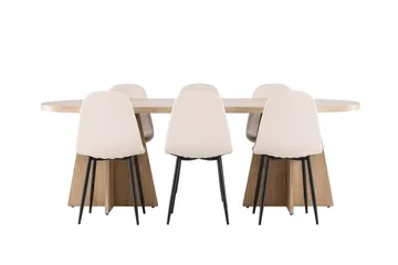 Bootcut Matgrupp 230 cm Rektangulär med 6 Polar stolar - Whitewash/Beige - Products - Möbler - Bord & matgrupp - Matgrupp