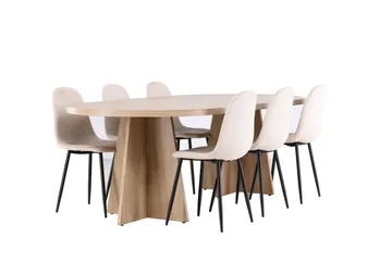 Bootcut Matgrupp 230 cm Rektangulär med 6 Polar stolar - Whitewash/Beige - Products - Möbler - Bord & matgrupp - Matgrupp
