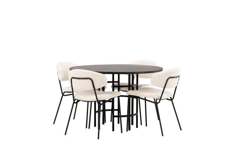 Copenhagen Matgrupp 115 cm Rund med 4 Chico Stolar - Svart - Products - Möbler - Bord & matgrupp - Matgrupp