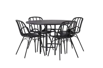 Copenhagen Matgrupp 115 cm Rund med 4 Dyrön stolar - Svart - Products - Möbler - Bord & matgrupp - Matgrupp