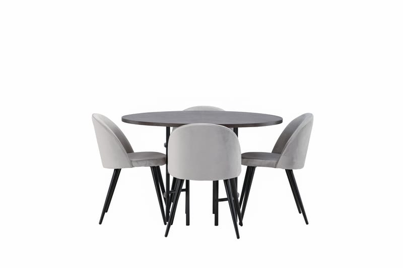 Copenhagen Matgrupp 115 cm Rund med 4 Velvet stolar - Grå - Products - Möbler - Bord & matgrupp - Matgrupp