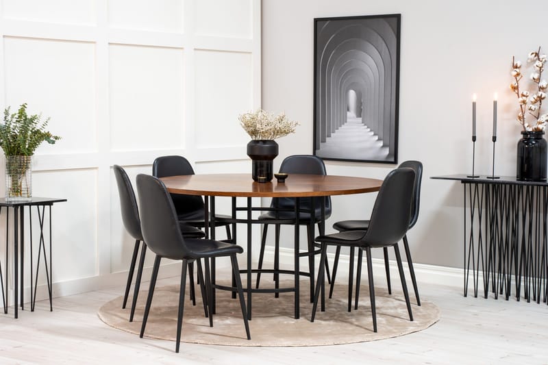 Copenhagen Matgrupp 140 cm Rund med 6 Polar stolar - Svart - Products - Möbler - Bord & matgrupp - Matgrupp