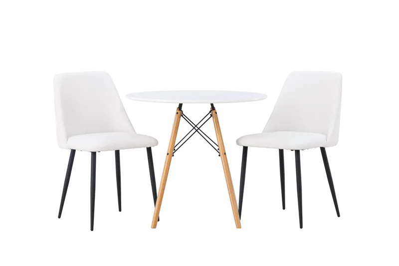 Danburi Matgrupp 60 cm Rund med 2 Night stolar, Vit