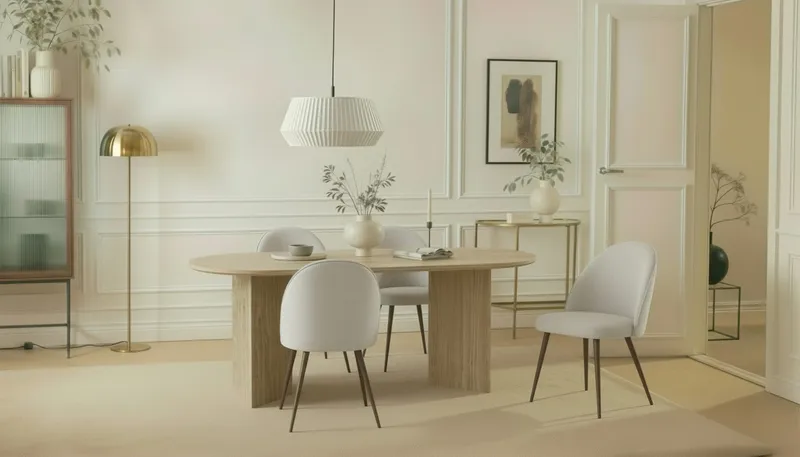 Dano Matbord 180 cm  med 6 Nibe Plus Matstolar - Travertin / Vit - Products - Möbler - Bord & matgrupp - Matgrupp