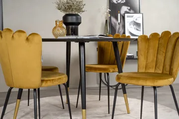 Dipp Matgrupp 115 cm Rund med 4 Limhamn stolar - Svart/Guld - Products - Möbler - Bord & matgrupp - Matgrupp