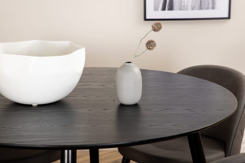 Dipp Matgrupp 115 cm Rund med 4 Velvet stolar - Svart - Products - Möbler - Bord & matgrupp - Matgrupp