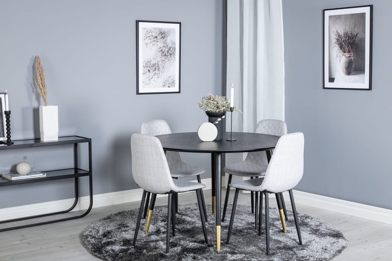 Dipp Matgrupp 115 cm Rund med 4 Polar stolar - Svart/Guld - Products - Möbler - Bord & matgrupp - Matgrupp