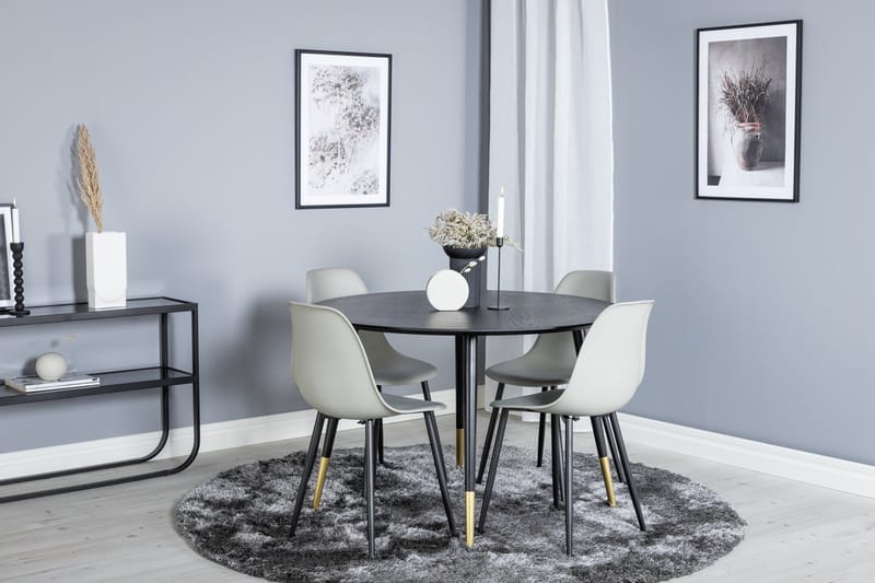 Dipp Matgrupp 115 cm Rund med 4 Polar stolar - Svart/Guld - Products - Möbler - Bord & matgrupp - Matgrupp