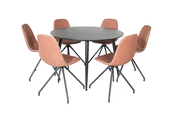 Dipp Matgrupp 115 cm Rund med 6 Polar stolar - Svart - Products - Möbler - Bord & matgrupp - Matgrupp