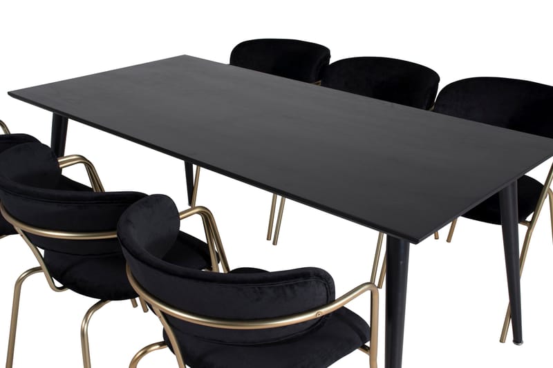 Dipp Matgrupp 180 cm Rektangulär med 6 Arrow stolar - Svart/Guld - Products - Möbler - Bord & matgrupp - Matgrupp