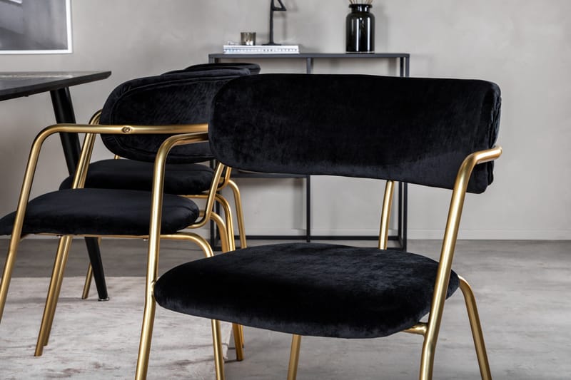 Dipp Matgrupp 180 cm Rektangulär med 6 Arrow stolar - Svart/Guld - Products - Möbler - Bord & matgrupp - Matgrupp