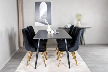 Dipp Matgrupp 180 cm Rektangulär med 6 Velvet Deluxe stolar - Svart/Guld - Products - Möbler - Bord & matgrupp - Matgrupp