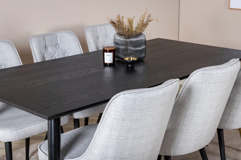 Dipp Matgrupp 180 cm Rektangulär med 6 Velvet Deluxe stolar - Svart/Guld - Products - Möbler - Bord & matgrupp - Matgrupp