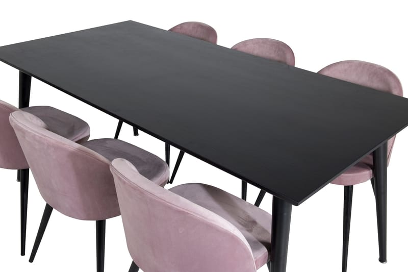 Dipp Matgrupp 180 cm Rektangulär med 6 Velvet stolar - Svart - Products - Möbler - Bord & matgrupp - Matgrupp