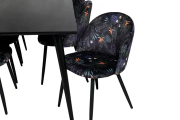 Dipp Matgrupp 180 cm Rektangulär med 6 Velvet stolar - Svart - Products - Möbler - Bord & matgrupp - Matgrupp