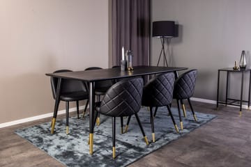 Dipp Matgrupp 180 cm Rektangulär med 6 Velvet stolar - Svart/Guld - Products - Möbler - Bord & matgrupp - Matgrupp