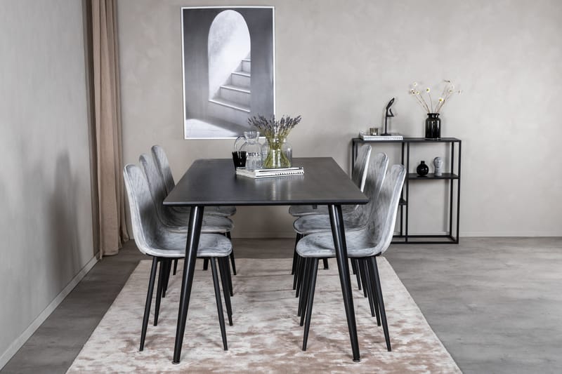 Dipp Matgrupp 180 cm Rektangulär med 6 Polar stolar - Svart - Products - Möbler - Bord & matgrupp - Matgrupp