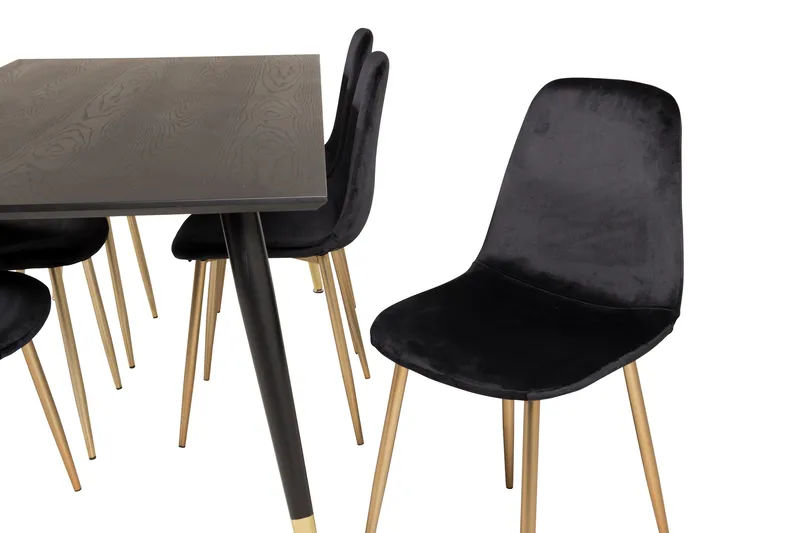 Dipp Matgrupp 180 cm Rektangulär med 6 Polar stolar - Svart/Guld - Products - Möbler - Bord & matgrupp - Matgrupp