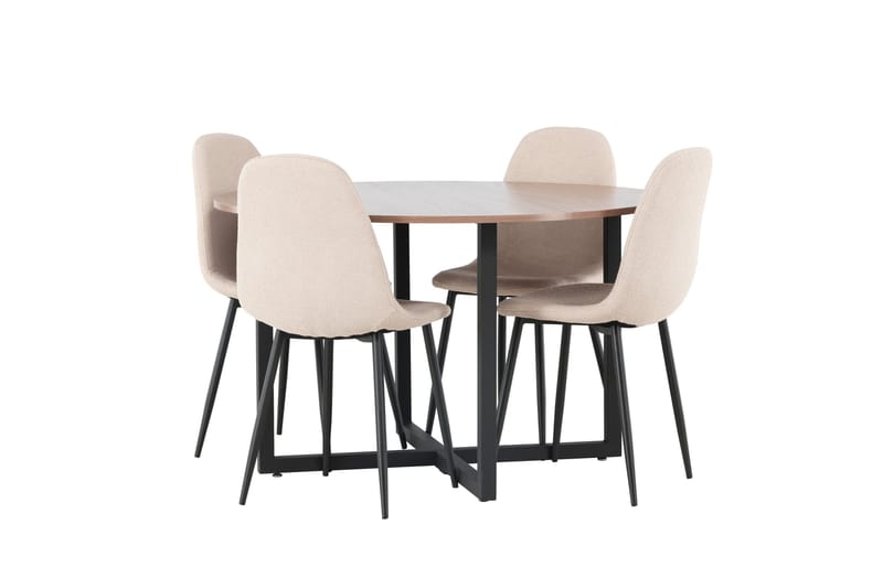Durango Matgrupp 120 cm Rund med 4 Polar Stolar - Valnöt - Products - Möbler - Bord & matgrupp - Matgrupp