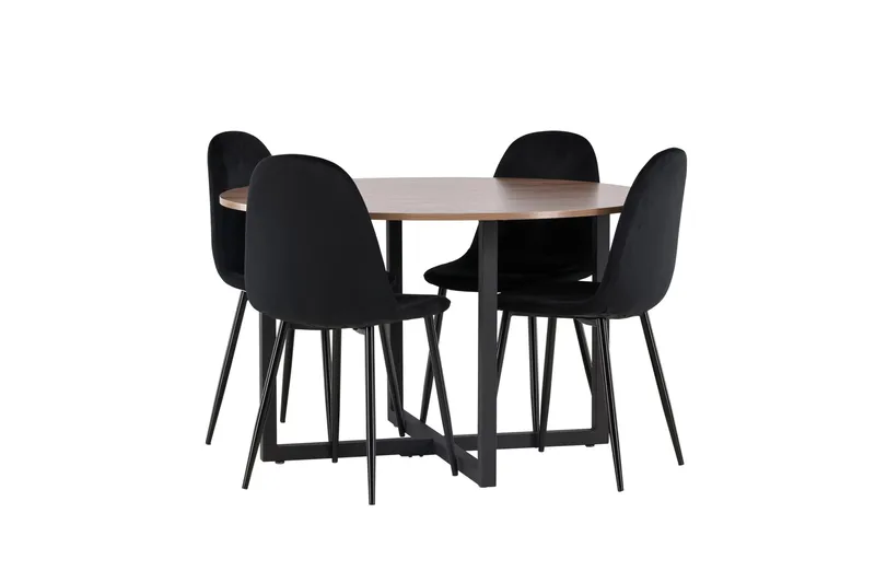 Durango Matgrupp 120 cm Rund med 4 Polar Stolar - Valnöt - Products - Möbler - Bord & matgrupp - Matgrupp