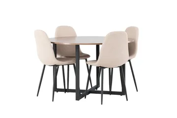 Durango Matgrupp 120 cm Rund med 4 Polar Stolar - Valnöt - Products - Möbler - Bord & matgrupp - Matgrupp