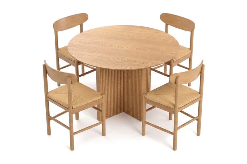 Edda Matgrupp runt 110 cm Ek med 4 Malte Matstolar - Products - Möbler - Bord & matgrupp - Matgrupp