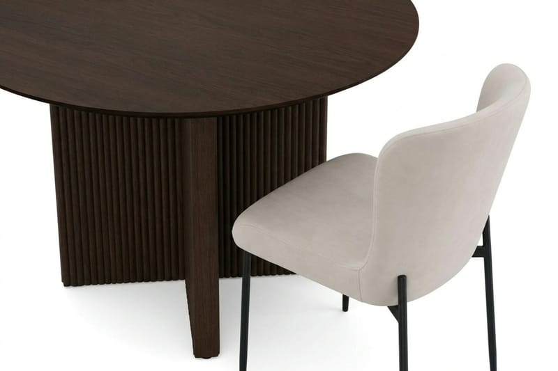 Edda Matgrupp runt 110 cm Rökt Ek med 4 Elsie Matstolar - Rökt ek/Beige - Products - Möbler - Bord & matgrupp - Matgrupp