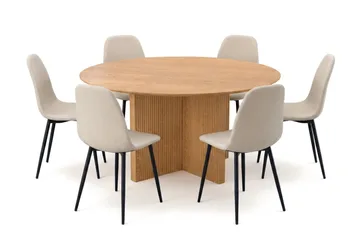 Beige/Metallben Svart - Rökt ek