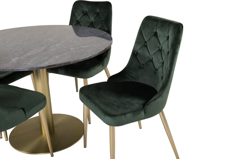 Estelle Matgrupp 106 cm Rund med 4 Velvet Deluxe stolar - Svart/Guld - Products - Möbler - Bord & matgrupp - Matgrupp