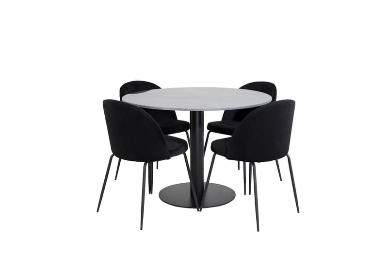 Estelle Matgrupp 106 cm Rund med 4 Wrinkles stolar - Svart - Products - Möbler - Bord & matgrupp - Matgrupp