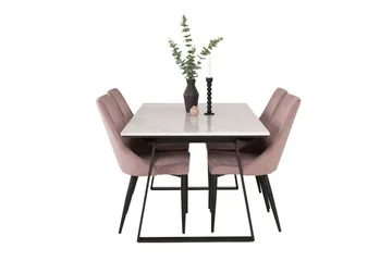 Estelle Matgrupp 140 cm Rektangulär med 4 Leone stolar - Svart - Products - Möbler - Bord & matgrupp - Matgrupp