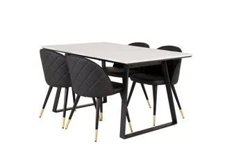 Estelle Matgrupp 140 cm Rektangulär med 4 Velvet stolar - Svart - Products - Möbler - Bord & matgrupp - Matgrupp