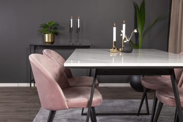 Estelle Matgrupp 140 cm Rektangulär med 4 Velvet stolar - Svart - Products - Möbler - Bord & matgrupp - Matgrupp