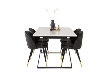 Estelle Matgrupp 140 cm Rektangulär med 4 Velvet stolar - Svart - Products - Möbler - Bord & matgrupp - Matgrupp