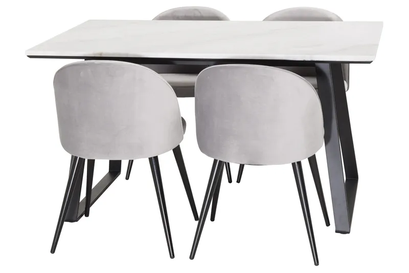 Estelle Matgrupp 140 cm Rektangulär med 4 Velvet stolar - Svart - Products - Möbler - Bord & matgrupp - Matgrupp