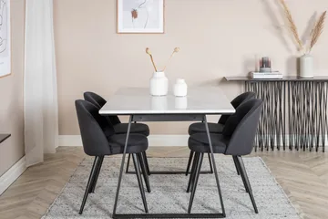 Estelle Matgrupp 140 cm Rektangulär med 4 Velvet stolar - Svart - Products - Möbler - Bord & matgrupp - Matgrupp
